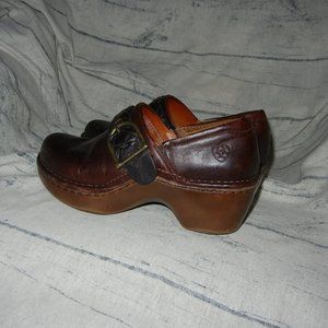 Women’s 6 B ARIAT AMY Western Dark Brown Fig Leather Clogs FIG 10010223